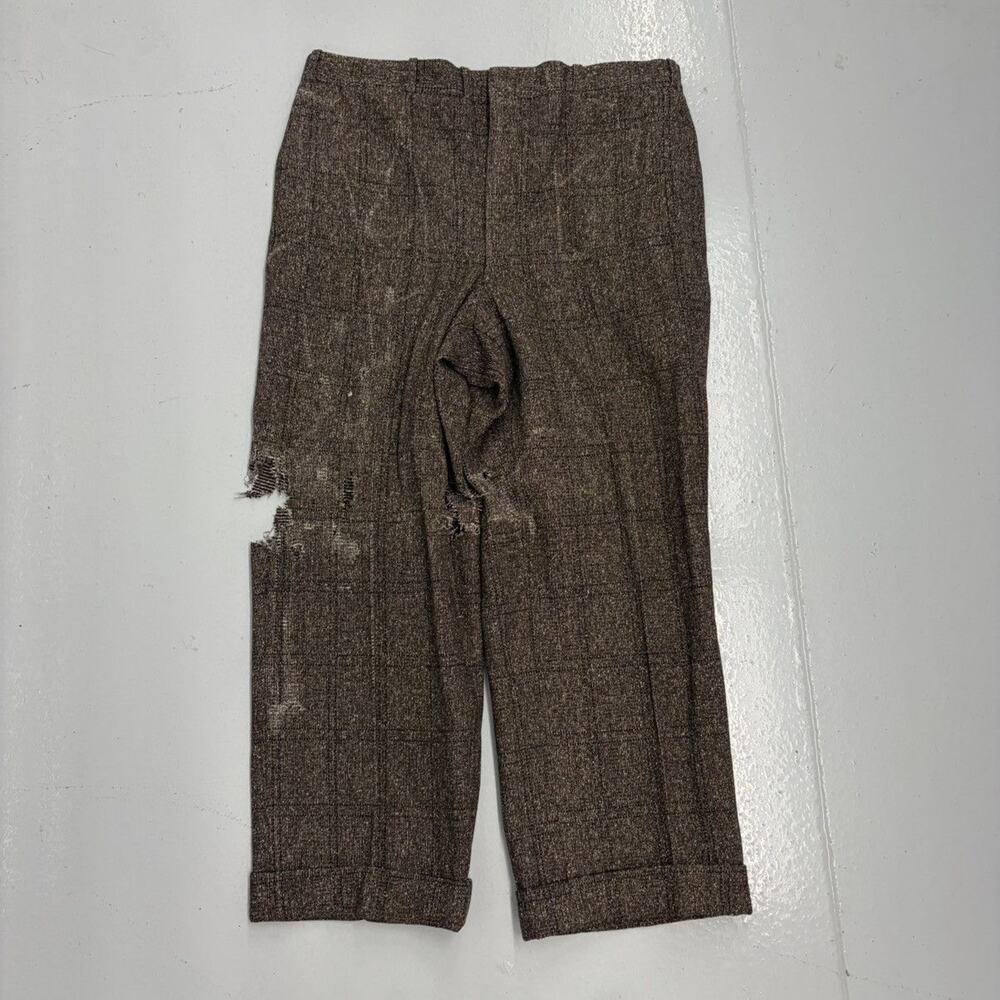 Vintage 50s Brown Tweed Wool Wide Leg Trousers 36x26